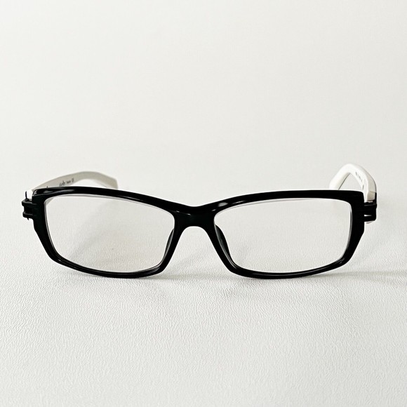 Exalto Eyeglasses FRAME YS03 Black White Acetate Rectangular 54-14-140 France - Picture 4 of 13